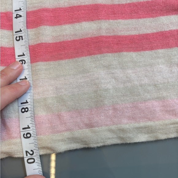LOFT Pink and Cream Stripes Boat Neck 3/4 length sleeve sheer Sweater size Small - Picture 6 of 6